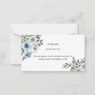 Carte De Correspondance Douche Bleue Florale Mariage Partagez une Recette