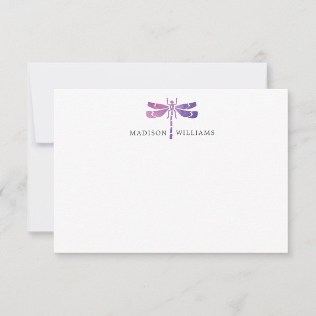 Carte De Correspondance Dragonfly Violet Aquarelle Personnalisé (Devant)