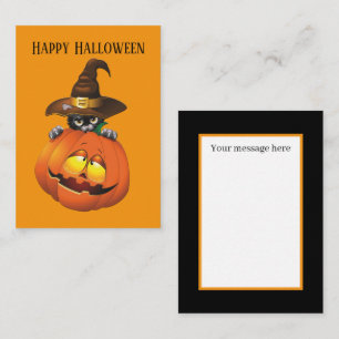 Carte De Correspondance drôle Halloween chat citrouille ajouter un message