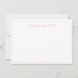 Carte De Correspondance Drôle mignon Joueuse Fille Blush Bordure rose