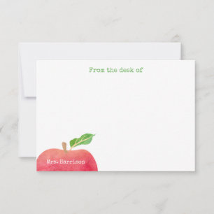 Carte De Correspondance Du bureau de l'enseignant Rouge Apple personnalisé