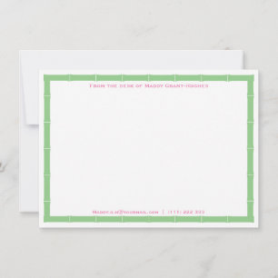 Carte De Correspondance Du Bureau De Preppy Apple Green Et Rose