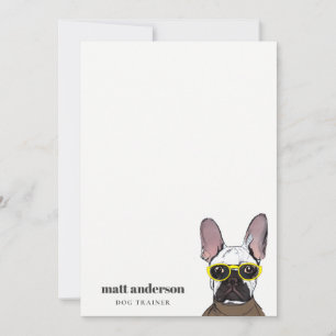 Carte De Correspondance Dusky Blue Retro Blue Français Bulldog Trainer