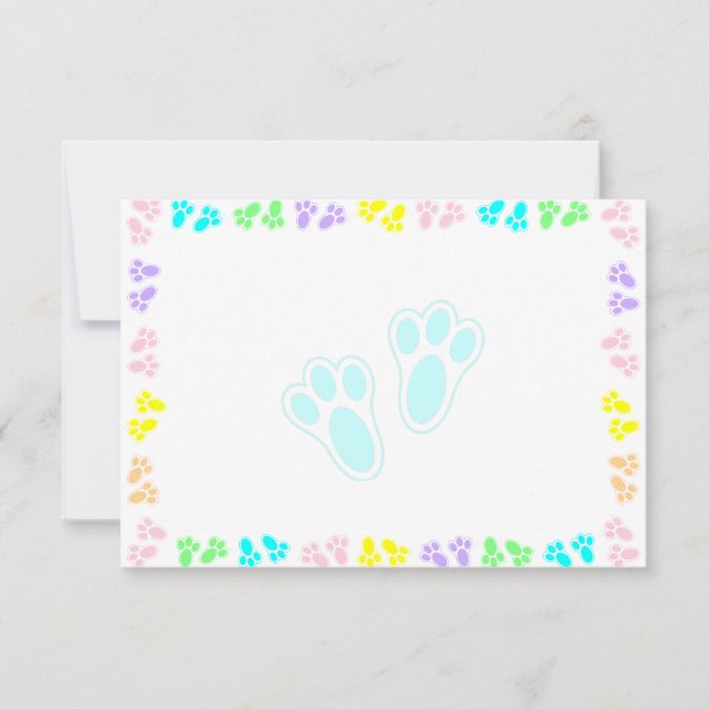 Carte De Correspondance Easter Bunny Paw Print Pattern Blank (Devant)
