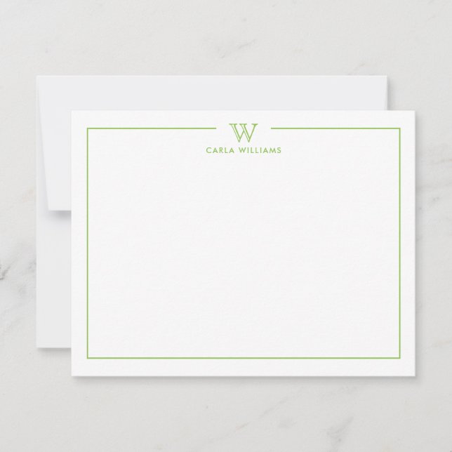 Carte De Correspondance Éclairage Vert classique Famille Monogramme Minima (Devant)