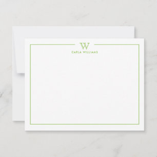 Carte De Correspondance Éclairage Vert classique Famille Monogramme Minima