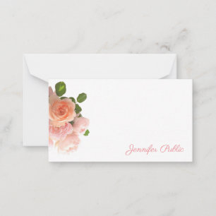 Carte De Correspondance Écrite à la main Aquarelle Rose couleurs pastel