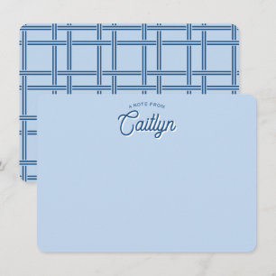 Carte De Correspondance Écriture brillante panier bleu personnalisé à plat