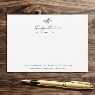 Carte De Correspondance Écriture Calligraphique Élégante avec Floraison Pr