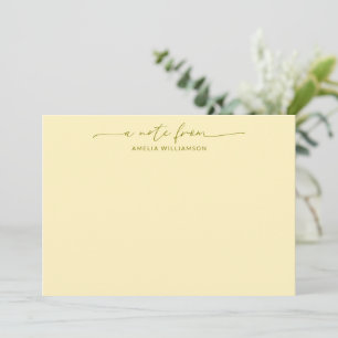 Carte De Correspondance Écriture Calligraphique Jaune Beurre Nom Personnal