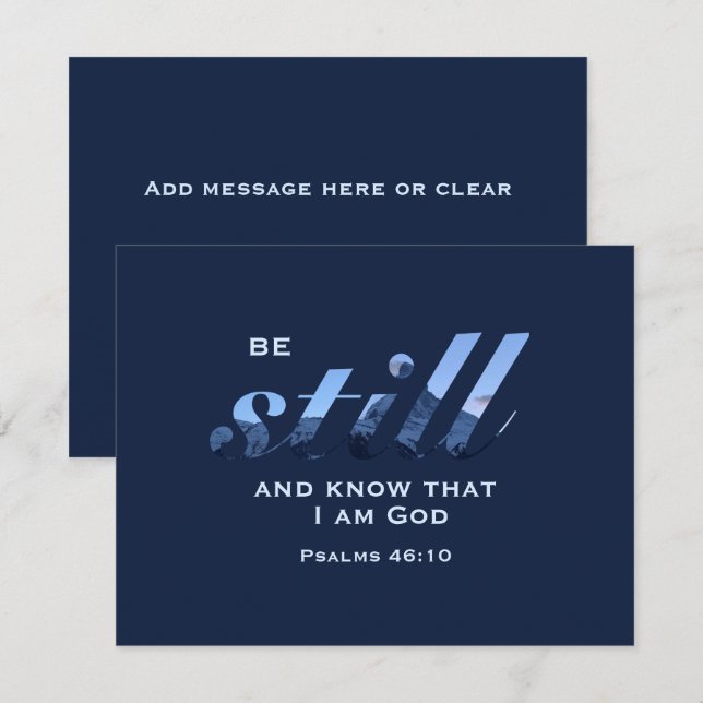 Carte De Correspondance Écriture chrétienne Reste tranquille Blue Mountain (Devant / Derrière)