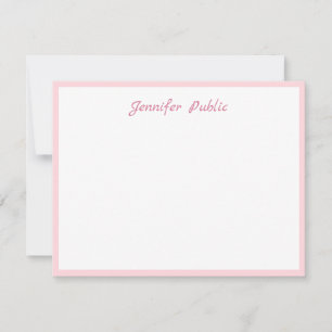 Carte De Correspondance Écriture manuscrite de bordure rose Simple Blanc t