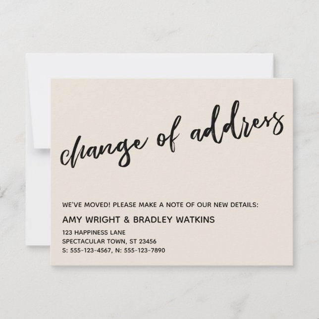 Carte De Correspondance Écriture manuscrite décontractée Changement d'adre (Devant)