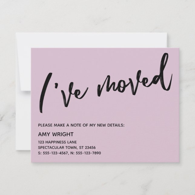 Carte De Correspondance Écriture manuscrite décontractée J'ai déplacé Pale (Devant)