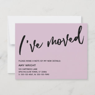 Carte De Correspondance Écriture manuscrite décontractée J'ai déplacé Pale
