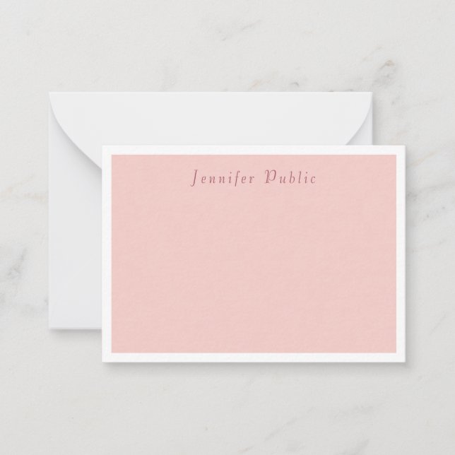 Carte De Correspondance Écriture manuscrite moderne rose pâle Élégant Modè (Devant)