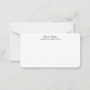 Carte De Correspondance Écriture manuscrite noir blanc élégant minimaliste