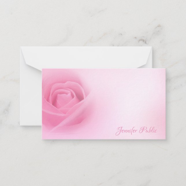 Carte De Correspondance Écriture manuscrite Nom du script Aquarelle rose r (Devant)