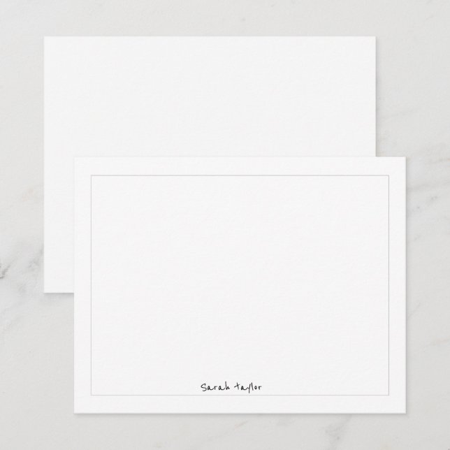 Carte De Correspondance Écriture manuscrite simple et moderne Papier à let (Devant / Derrière)