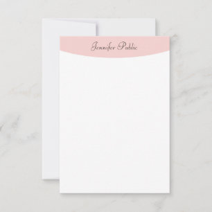 Carte De Correspondance Écriture moderne tendance à la main Blush rose bla