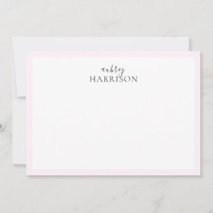 Carte De Correspondance Écriture simple moderne Nom rose
