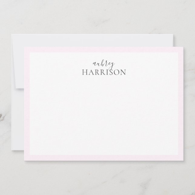 Carte De Correspondance Écriture simple moderne Nom rose (Devant)