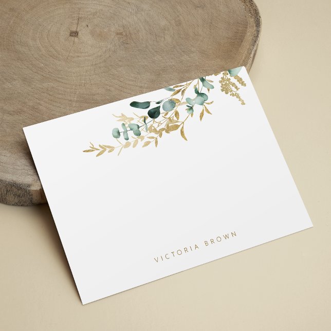 Carte De Correspondance Eeucalyptus rustique verdure Papeterie personnalis (Rustic eucalyptus greenery Personalized Stationery Note Card)