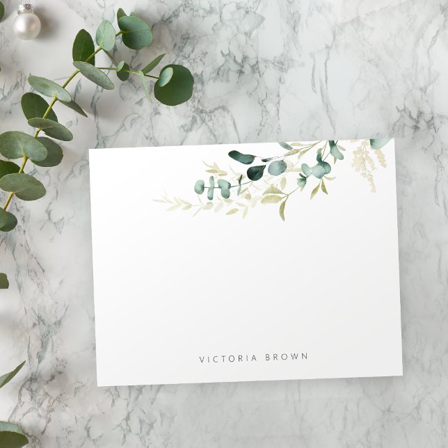 Carte De Correspondance Eeucalyptus rustique verdure Papeterie personnalis (Rustic eucalyptus greenery Personalized Stationery Note Card)