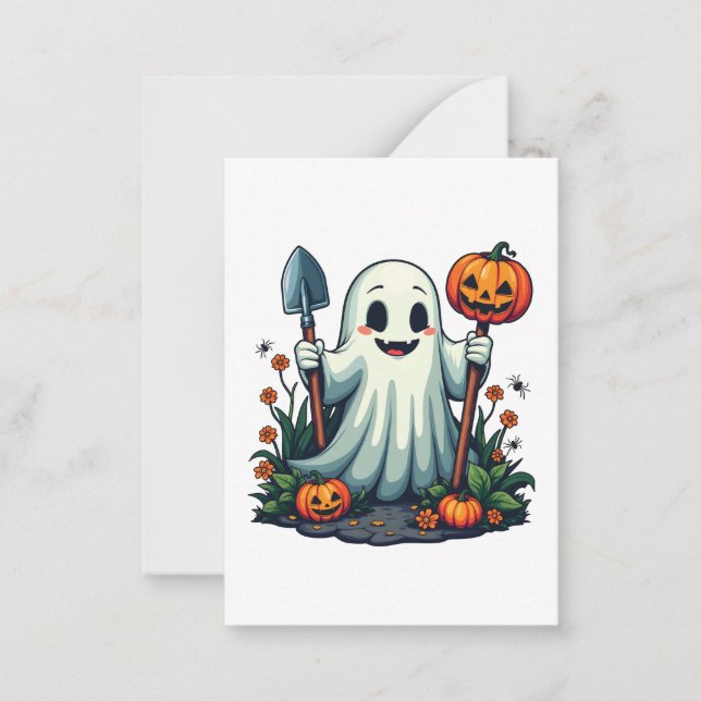 Carte De Correspondance Éffrayant Halloween Jardin d'automne Citrouille fa (Devant)