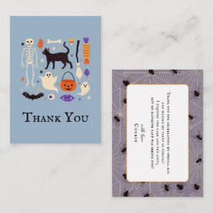 Carte De Correspondance Éffrayant Un Halloween Bleu 1er Anniversaire Merci