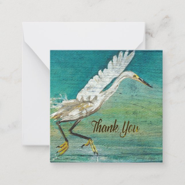 Carte De Correspondance Egret magnifique Bird Beach House Merci (Devant)