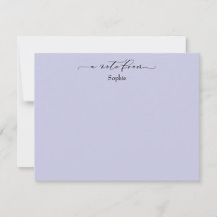 Carte De Correspondance Élégant "A Note From", Simple en Lavender