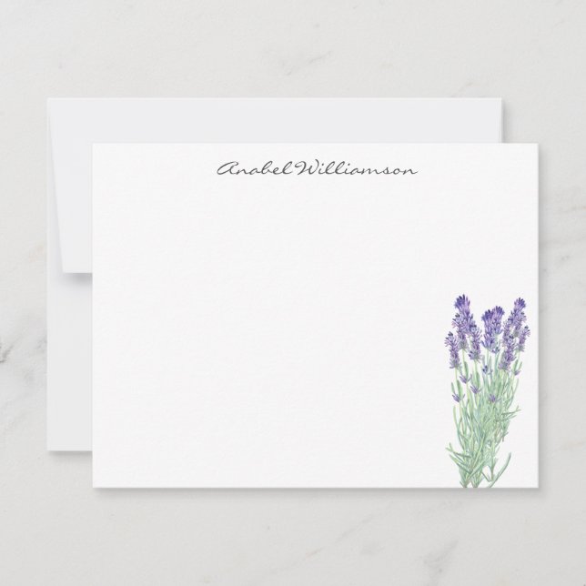 Carte De Correspondance Élégant Aquarelle Lavande Botanique Personnalisé (Devant)