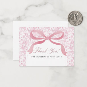 Carte De Correspondance Elégant Aquarelle rose Bow ruban Baby shower