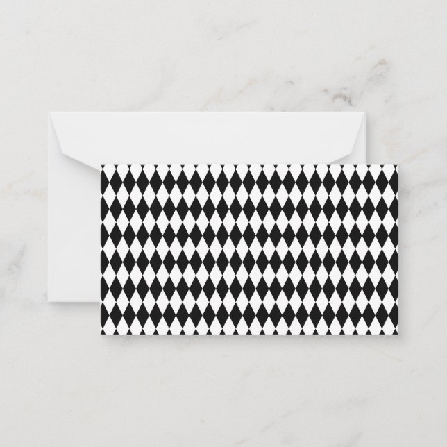 Carte De Correspondance Elégant Arlequin Blanc Noir Rhombus géométriques (Devant)