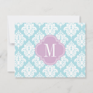 Carte De Correspondance Elégant bébé bleu Damas Personnalisé
