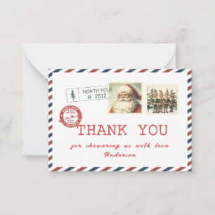 Carte De Correspondance Élégant bébé Santa aquarelle pôle Nord Chaussure