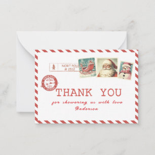Carte De Correspondance Élégant bébé Santa aquarelle pôle Nord Chaussure