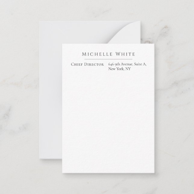 Carte De Correspondance  Élégant Blanc Moderne Professionnel Simple (Devant)
