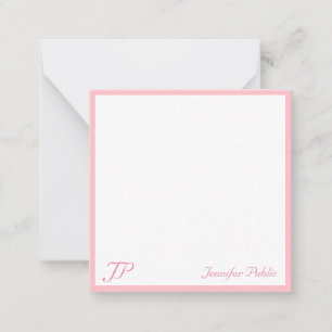 Carte De Correspondance Élégant blanc rose rose blanc Texte manuscrit Mono