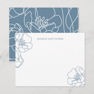 Carte De Correspondance Élégant bleu personnalisé d'art en ligne floral mo