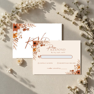 Carte De Correspondance Élégant bohème floral RSVP de mariage dessiné à la