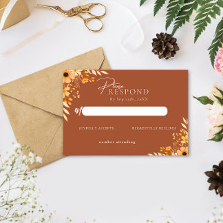 Carte De Correspondance Elegant boho Floral Hand-Drawn  Wedding RSVP