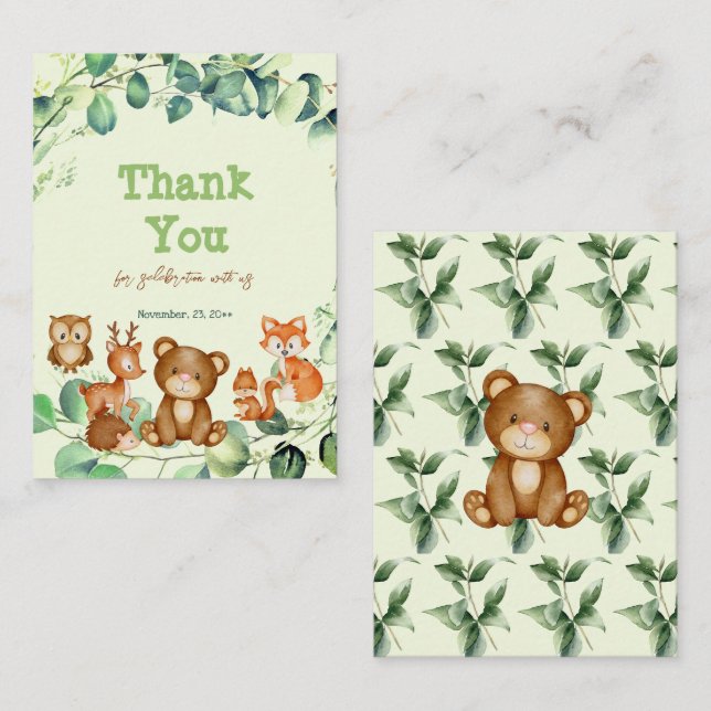 Carte De Correspondance Elégant Bois Animaux Végétation Eucalyptus (Devant / Derrière)