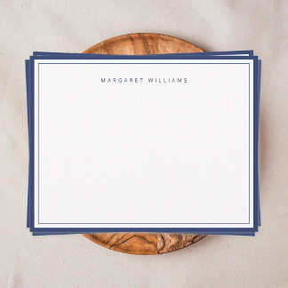 Carte De Correspondance Élégant bordure bleu marine simple minimaliste