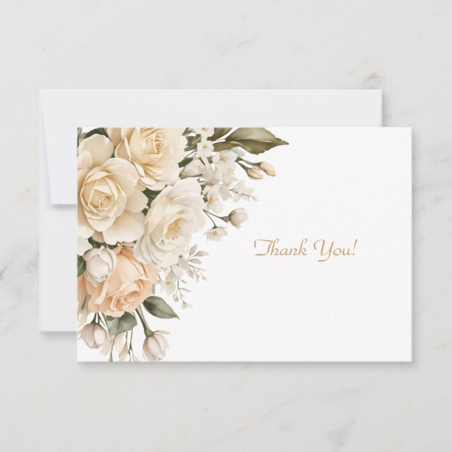 Carte De Correspondance Élégant Bouquet floral beige (Devant)