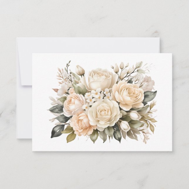 Carte De Correspondance Élégant Bouquet floral blanc cassé (Devant)