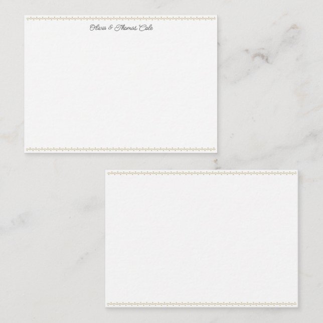 Carte De Correspondance Elégant cadre Whimsical or Mariage de script Coupl (Devant / Derrière)