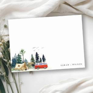 Carte De Correspondance Élégant Camping Aquarelle Pine Mariage