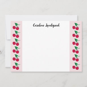 Carte De Correspondance Élégant cerises rouges peintes Monogramme